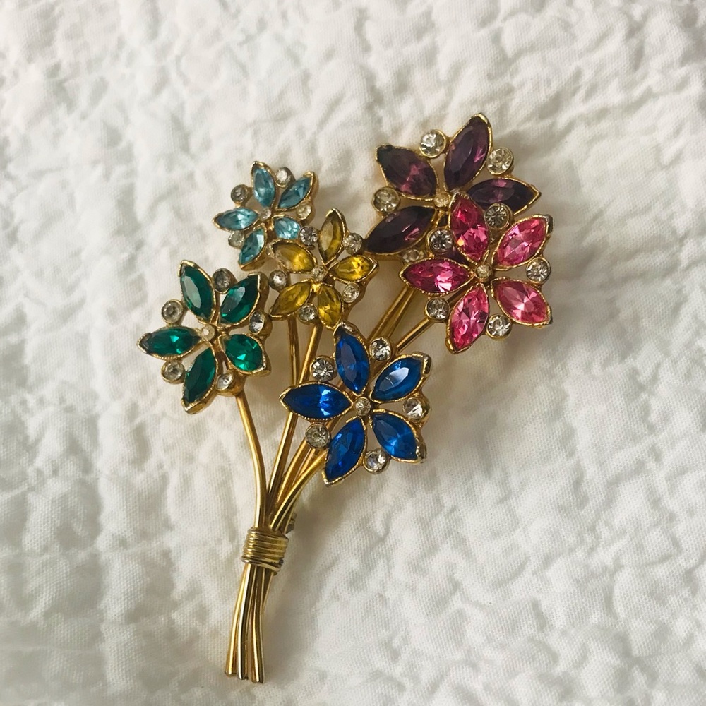 ‼️💥PRICE DROP☄️Vintage Rare Bouquet Flowers Fur Clip Brooch Pin 1940s - Picture 5 of 8